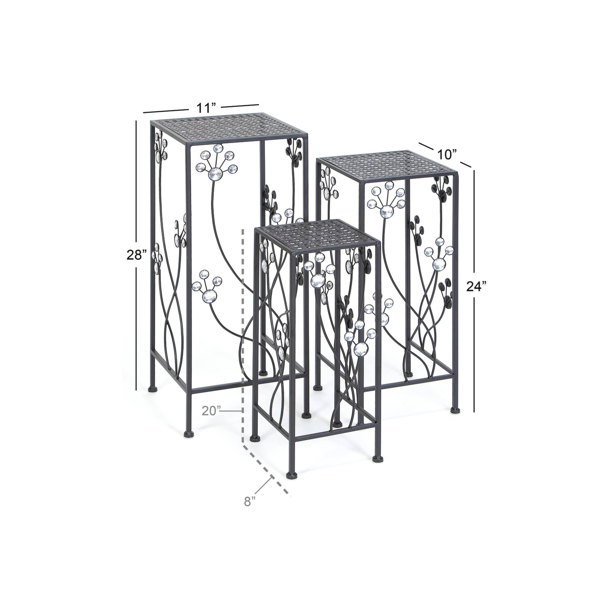 Black Metal Traditional Plantstand Set